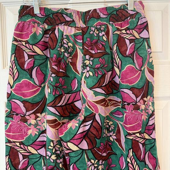 100% Linen Palazzo Pant Sz MED 30x28 Tropical Floral Vibrant Flowy Art To Wear - Picture 6 of 13